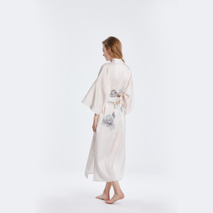 Brautparty Seidenroben Lange 100 Seide Luxus Kimono Robe Nachthemd mit Blumendruck Fabrik Großhandel