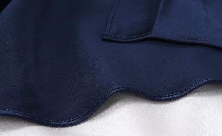 OEM Custom Made Backless Silk Slip Dress in Marineblau für Damen mit Schlitz-Design