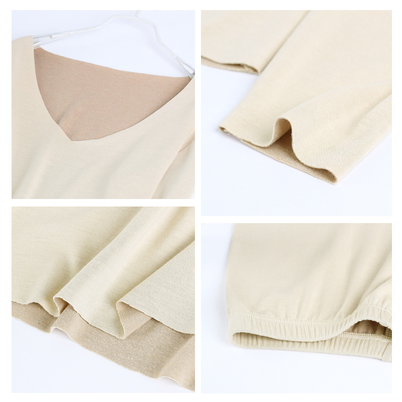 Custom Lable Silk Thermounterwäsche Schwarz Lange Unterhosen Set für Damen