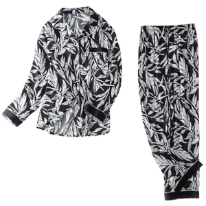 Großhandels- und benutzerdefiniertes Logo Mulberry Silk bedrucktes langärmliges bestes Pyjama-Set für Damen
